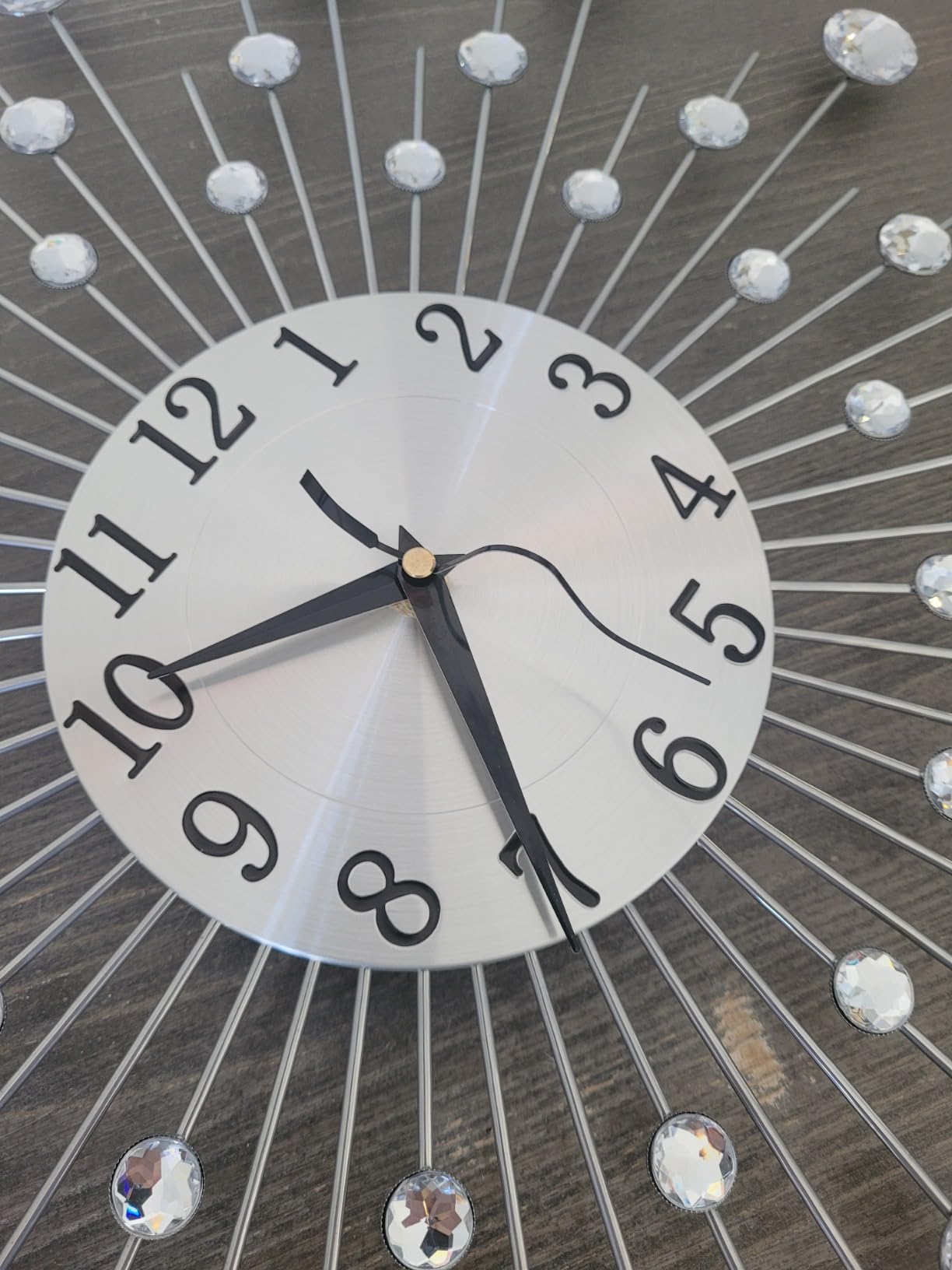 28 Inch Gold Large Wall Clock for Living Room Decor, Non-Ticking Quiet Modern Metal Starburst Silver Crystal Decorative customer photo 2