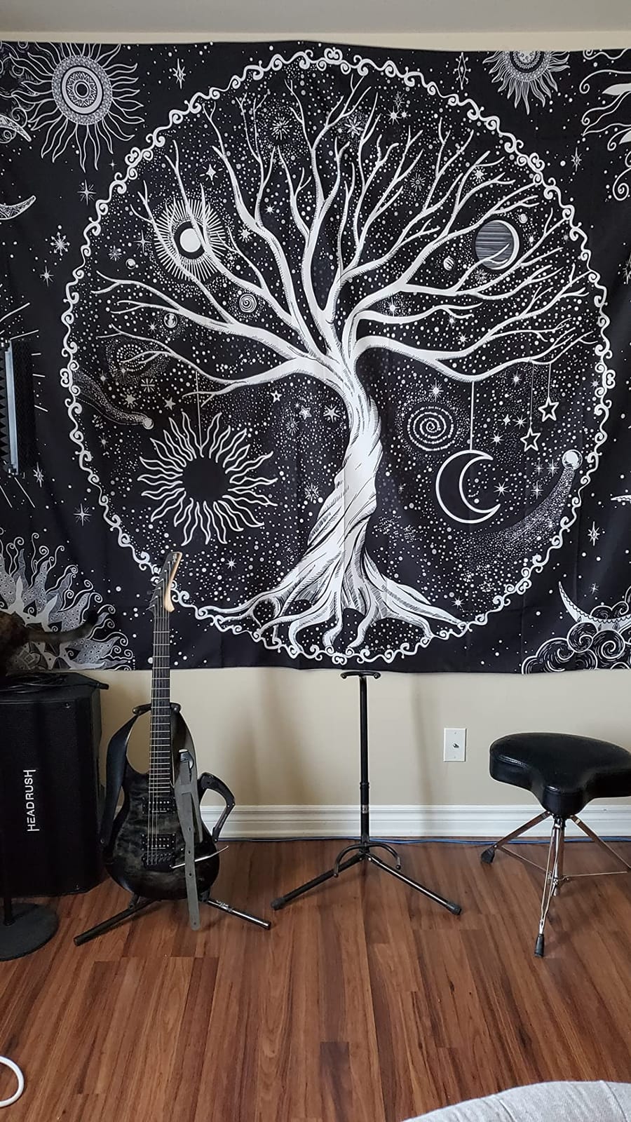Spenlife Cosmic Tree of Life Tapestry Celestial Tapestry for Bedroom Green and Black Tapestries Wall Hanging Bedroom Living Room Wall Art and Home Decor 60x80 customer photo 1