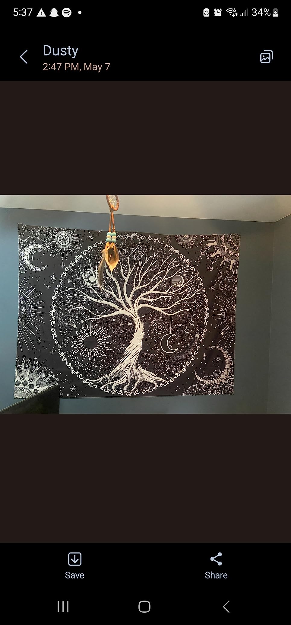 Spenlife Cosmic Tree of Life Tapestry Celestial Tapestry for Bedroom Green and Black Tapestries Wall Hanging Bedroom Living Room Wall Art and Home Decor 60x80 customer photo 2