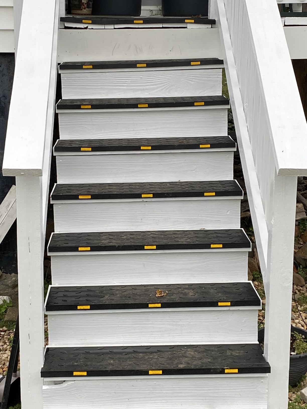 Heavy-Duty Slip-Resistant Stair Treads with Reflective Safety Strips - Universal Fit Rubber Mats for Indoor/Outdoor Stairs, Noise Reduction & Fall Prevention (5) customer photo 1