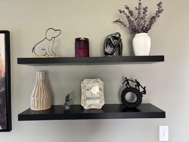 BAYKA Walnut-Like Floating Shelves 15.7in, 3 Pack, Wall Mounted Wall Decor customer photo 2