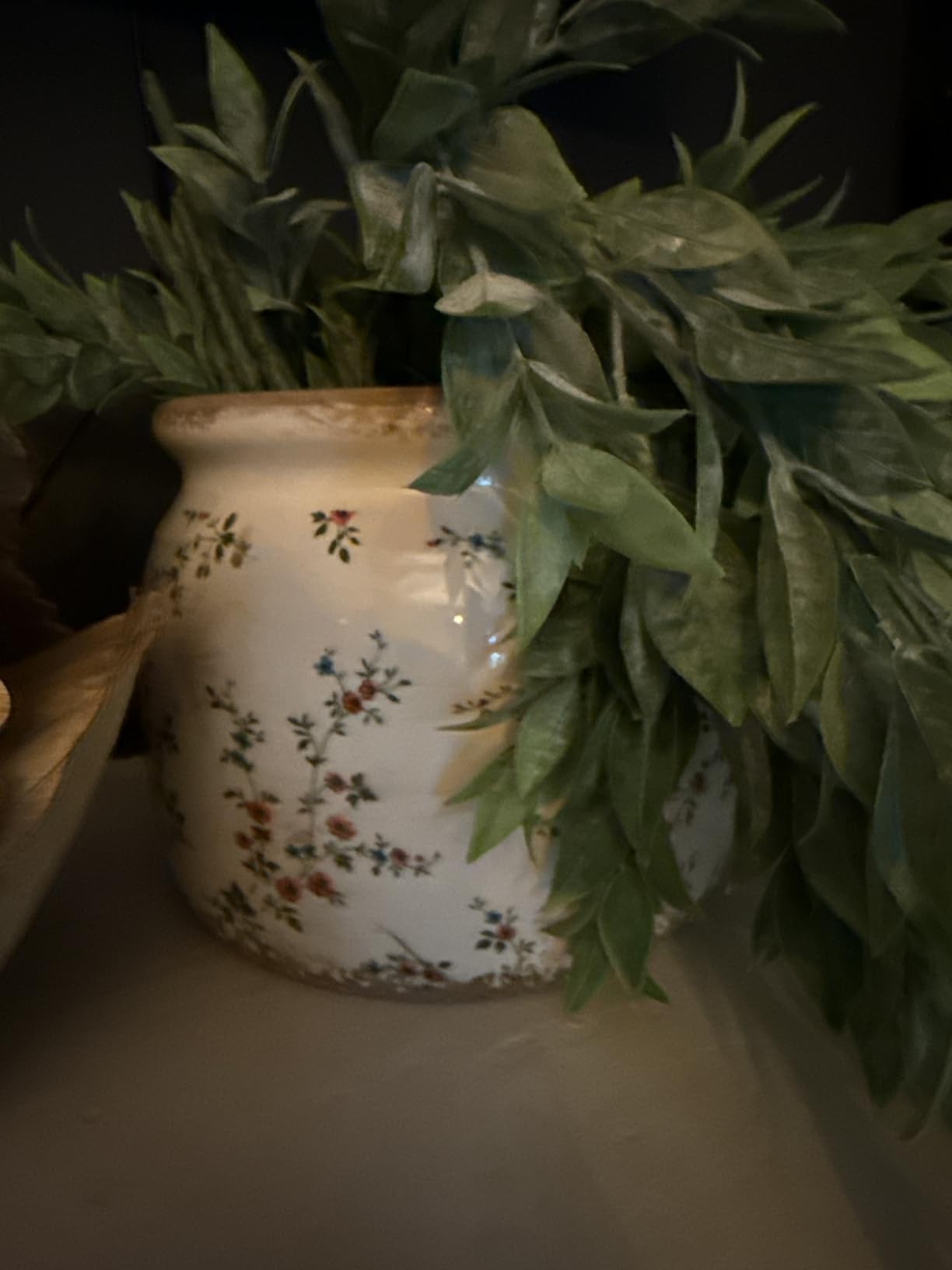 Vintage Planter Large Ceramic Plants Pot Beige Red Floral Pot customer photo 2