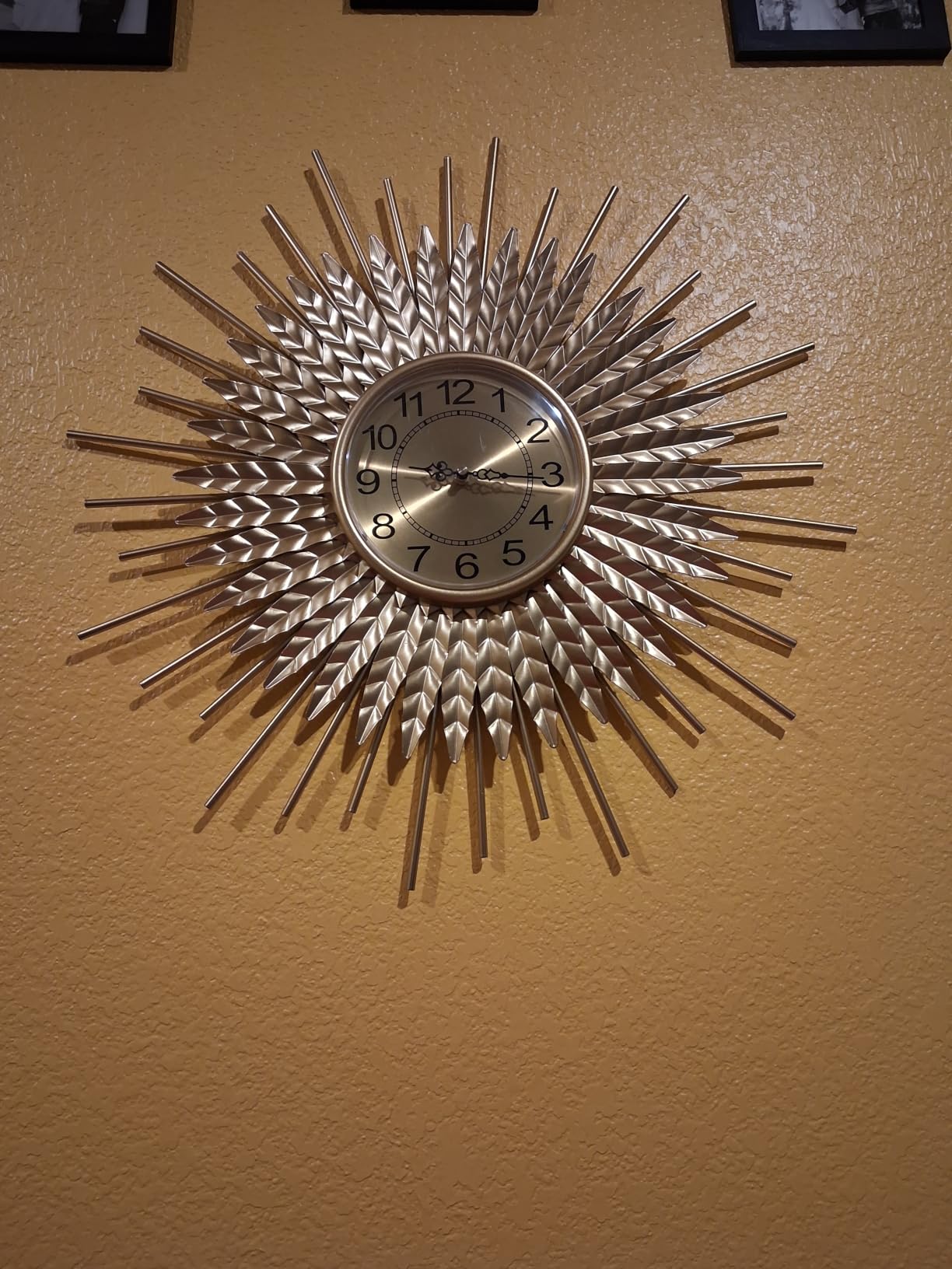 Large Modern Gold Wall Clock Decorative Mid Century Sunburst Branch Wall Clocks, Minimalism Metal Silent Clock, Luxury Home Gift Decor for Living Room, Bedroom, Dining Room, 24 inch customer photo 1