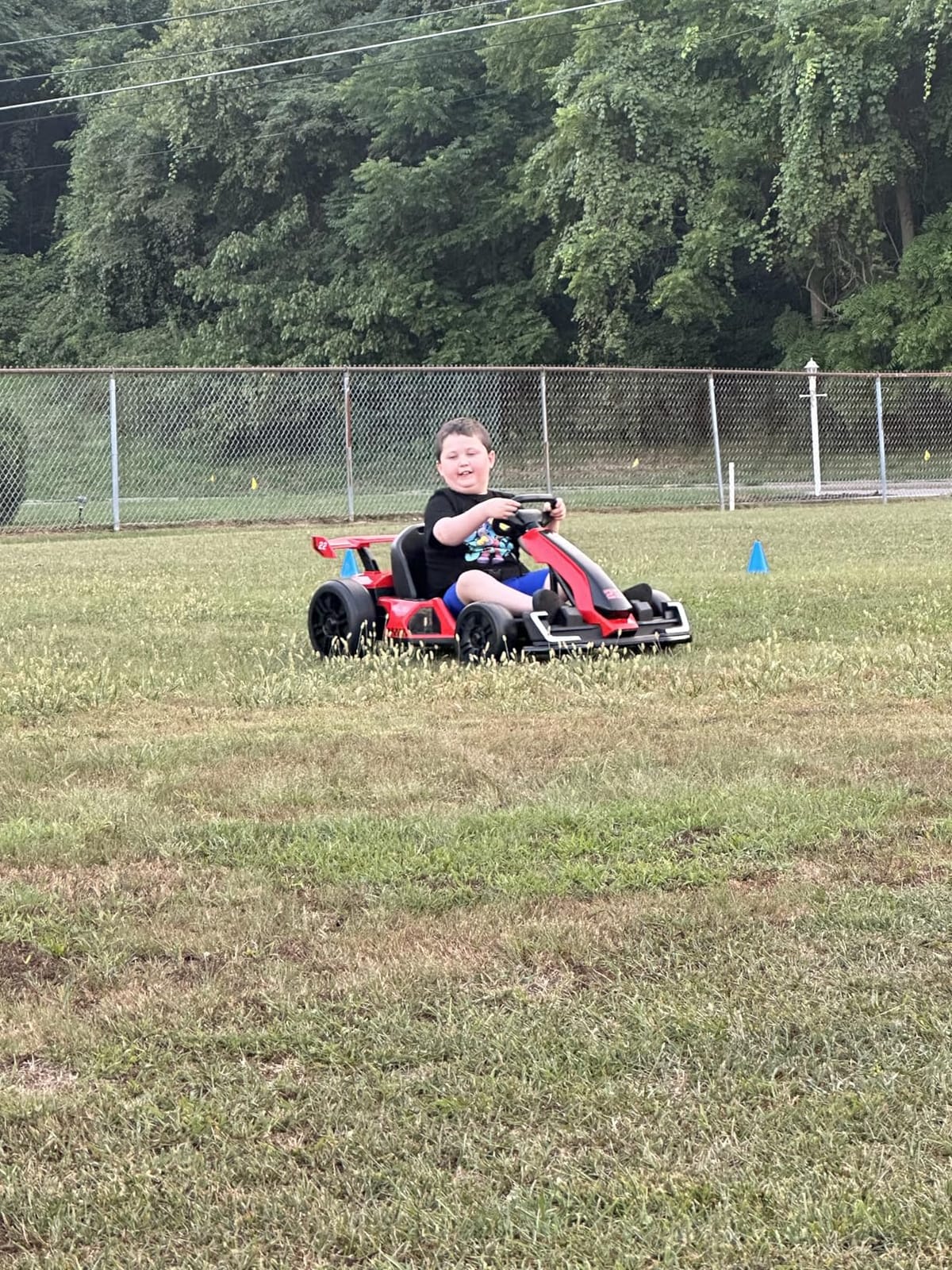 KerryYoo K61 Go Kart Electric Drift Kart with Length Adjustable Seat, 24V Ride on Toys with 4 Speed Mode, 300W Outdoor Ride On Crazy Kart, 8.5 MPH, Bluetooth - Red customer photo 2