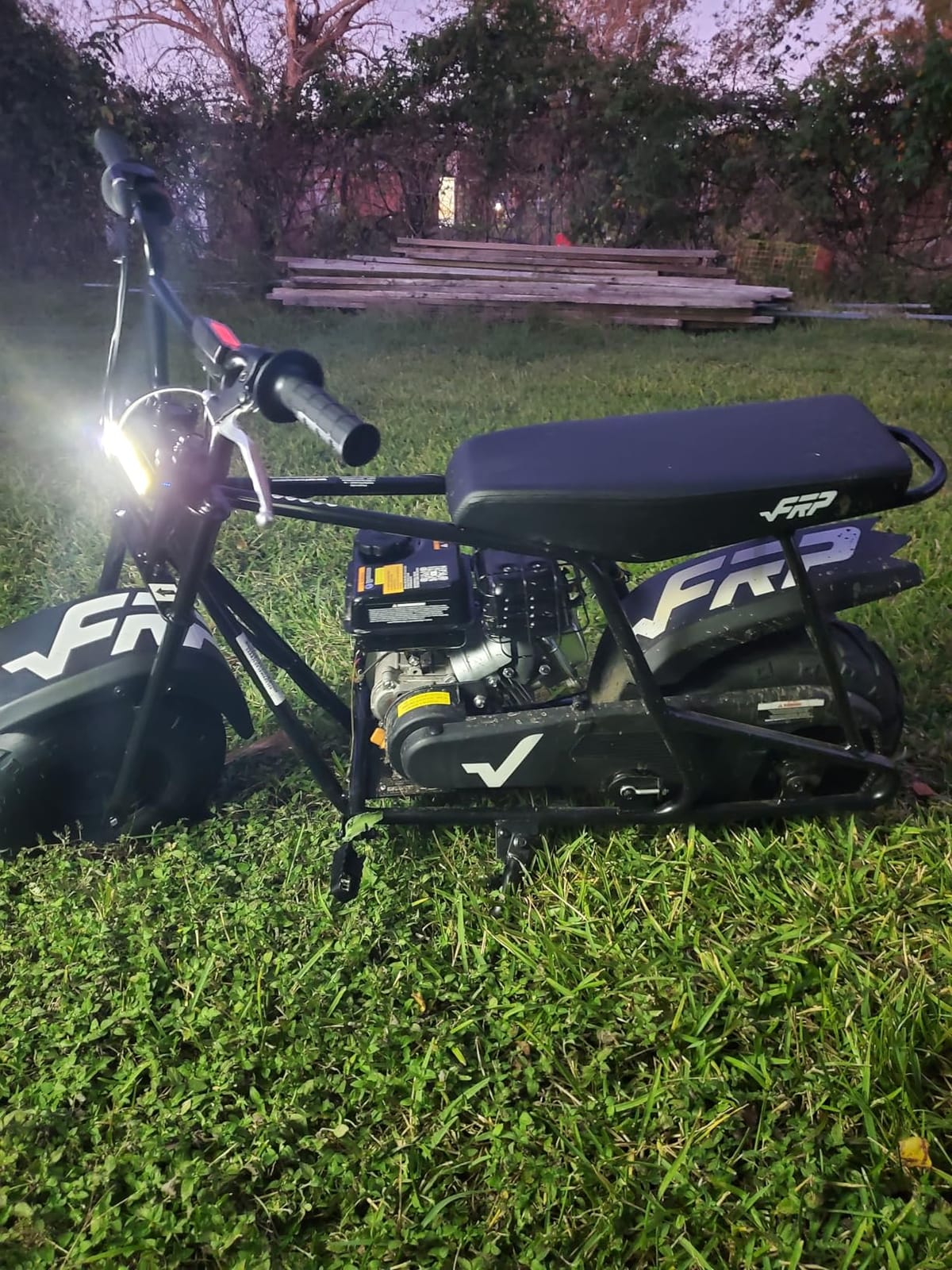 FRP GMB100 Basic Mini Bike 99cc 4-Stroke Off Road for Teens Adults 220 LBS | 3HP EPA-Approved Engine, Up To 28 Mph, Rear Disc Brake, 145/70-6 SUNF Tires, Pull-Start, 85% Assembled, Purple customer photo 2
