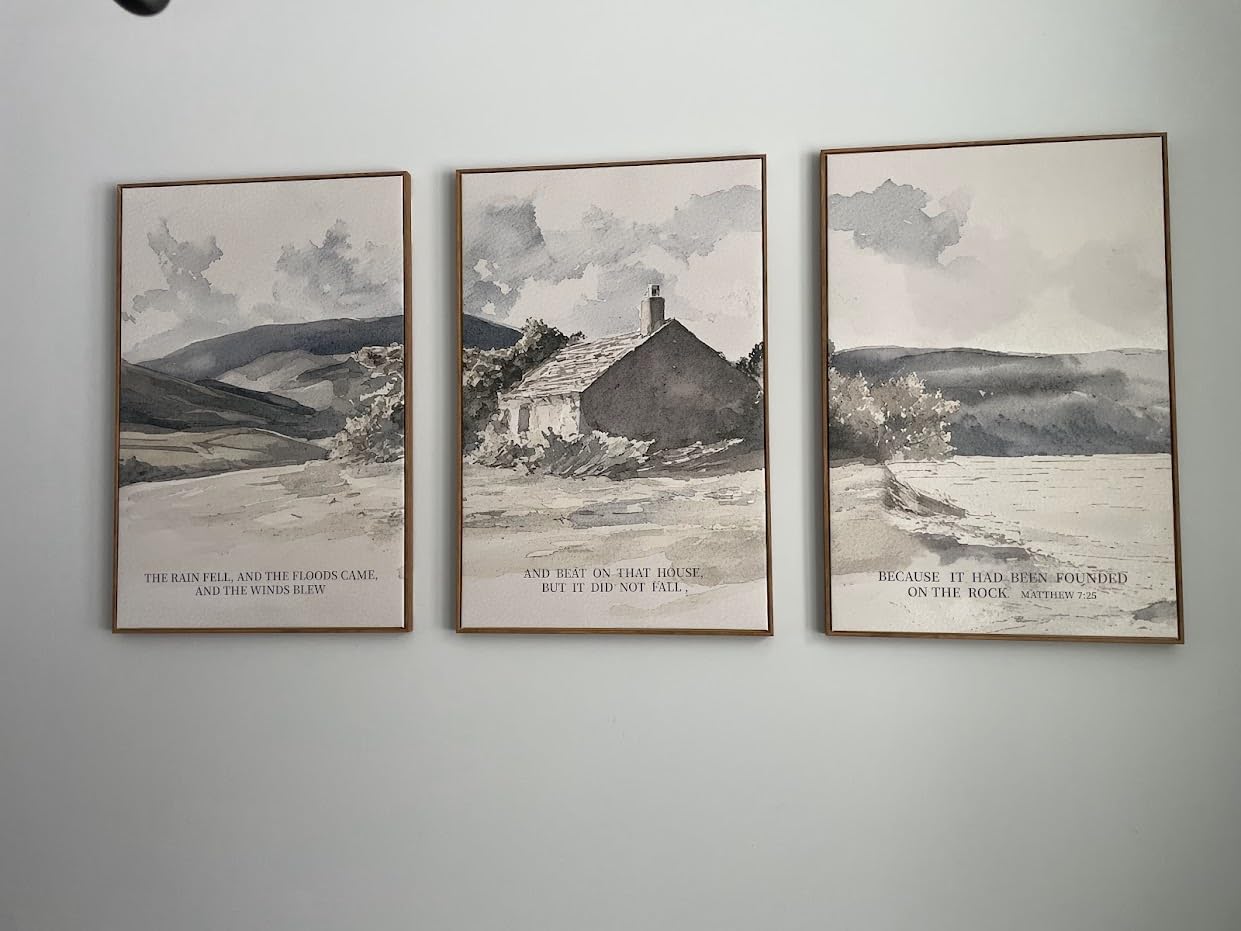 FWIEXA Christian Bible Verse Canvas Wall Art Set 3, Easter Vintage Scripture Framed Painting, Religious Landscape Decor, The Way The Truth The Life Artwork, 24x36In Prints for Living Room,Bedroom,Prayer Room customer photo 2
