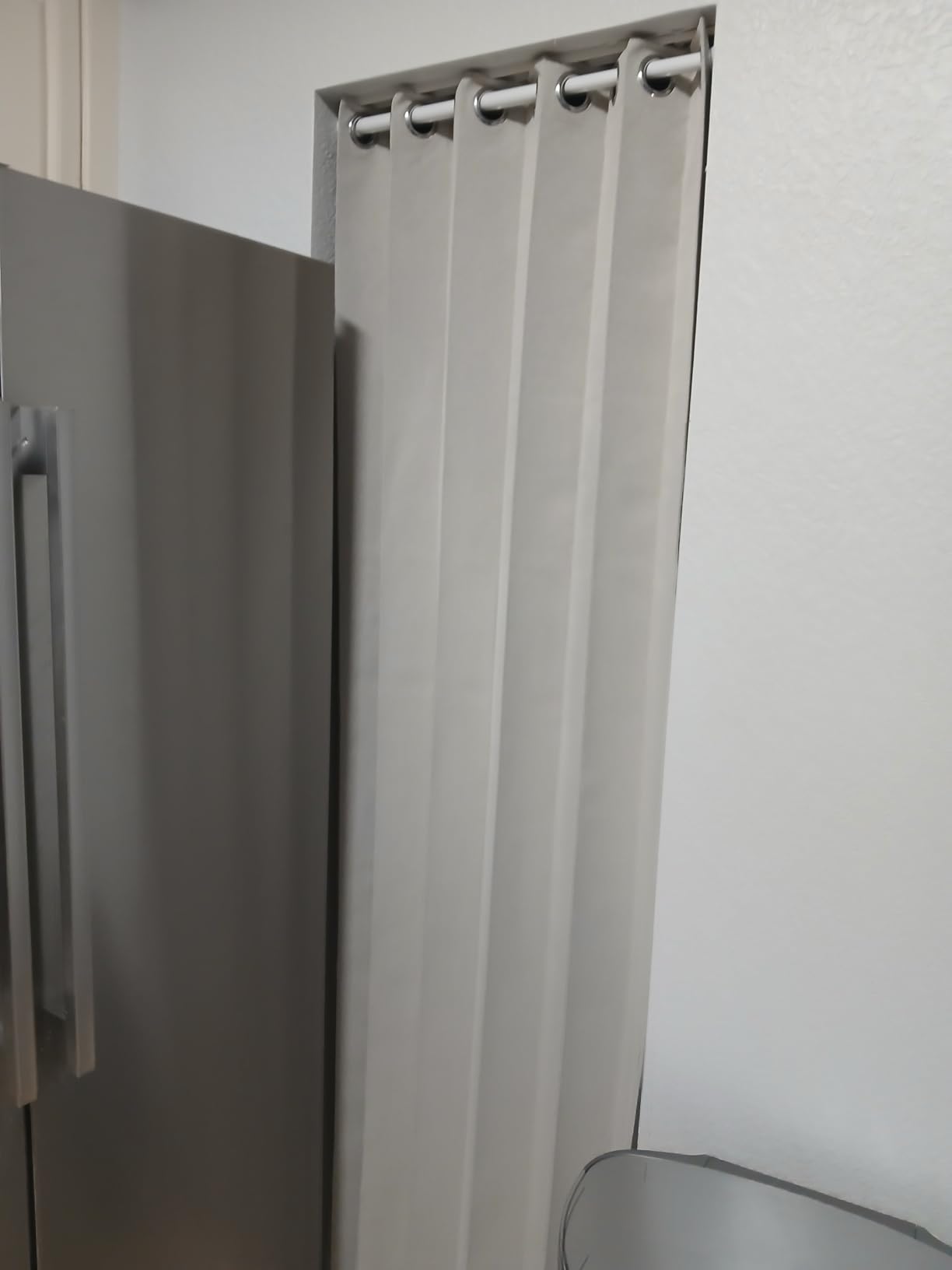 Faux Linen Fabric Vertical Shades for Sliding Doors, 100% Blackout Door Shade for Large Windows, 1 Panel, W100 x L96, White customer photo 2