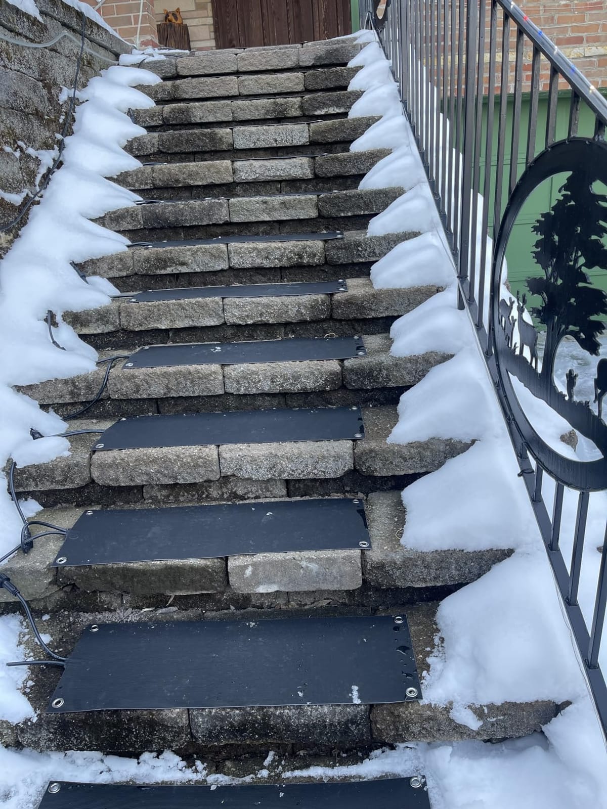 mestyl Heated Snow Melting Mats Outdoor, 10 x 30 Inch Heated Outdoor Mats, Snow and Ice Melting Mats No-Slip Winter Outdoor Heated Mats for Stair, Walkway, Steps, Sidewalks, Decks, Driveway, 4Pcs customer photo 1