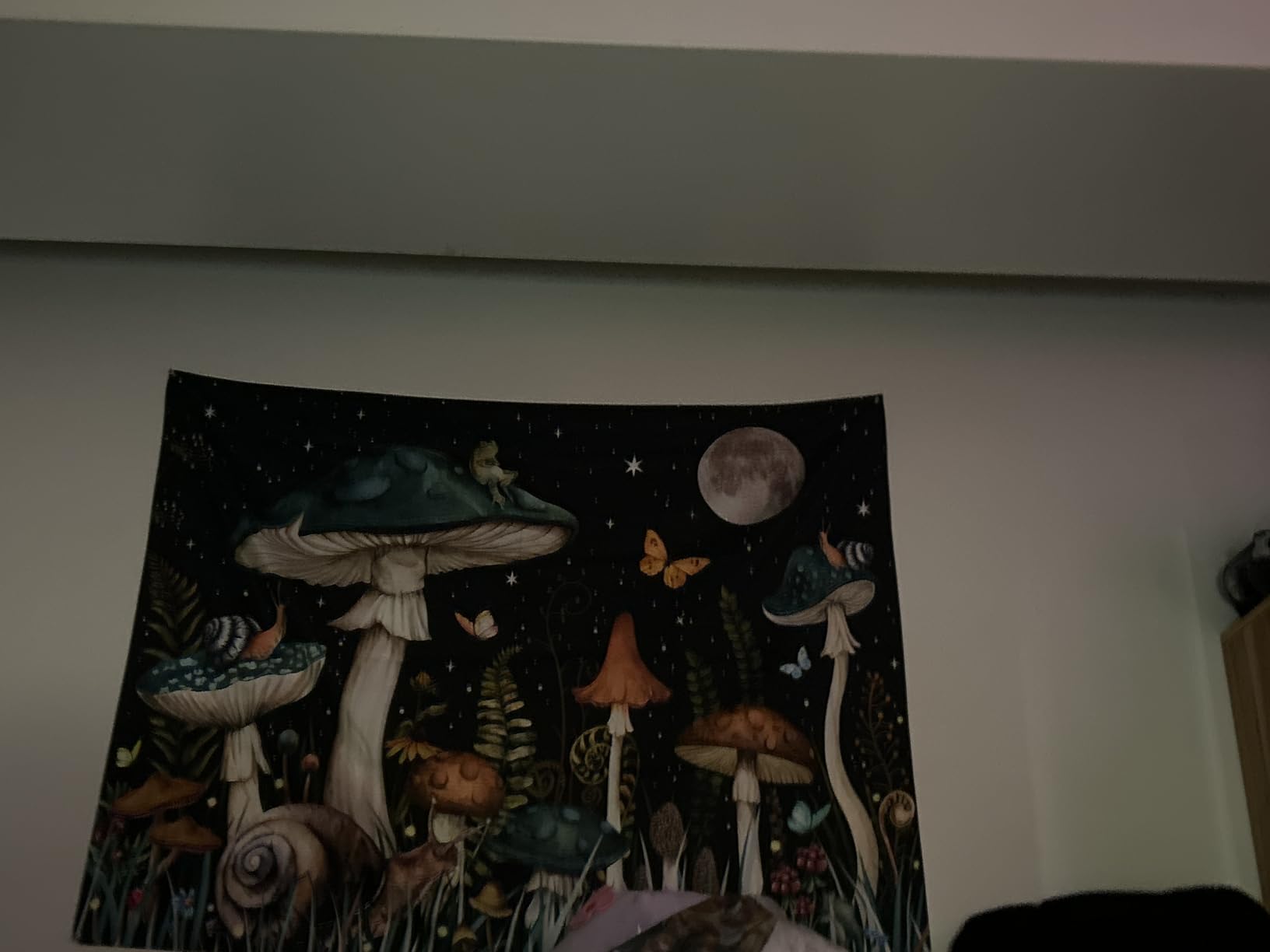 Zussun Blacklight Mushroom Forest Tapestry UV Reactive Nature Mountain Moon Butterfly Tapestry for Bedroom Aesthetic Landscape Large Tapestries Wall Hanging for Dorm Living Room Decor 80 x 60 Inch customer photo 2