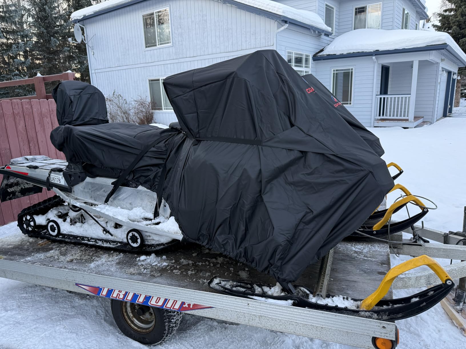 Comnova Snowmobile Cover 145 Inch - Premium 600D Outdoor Snowsled Cover, Heavy Duty & Waterproof All Weather Protection customer photo 2