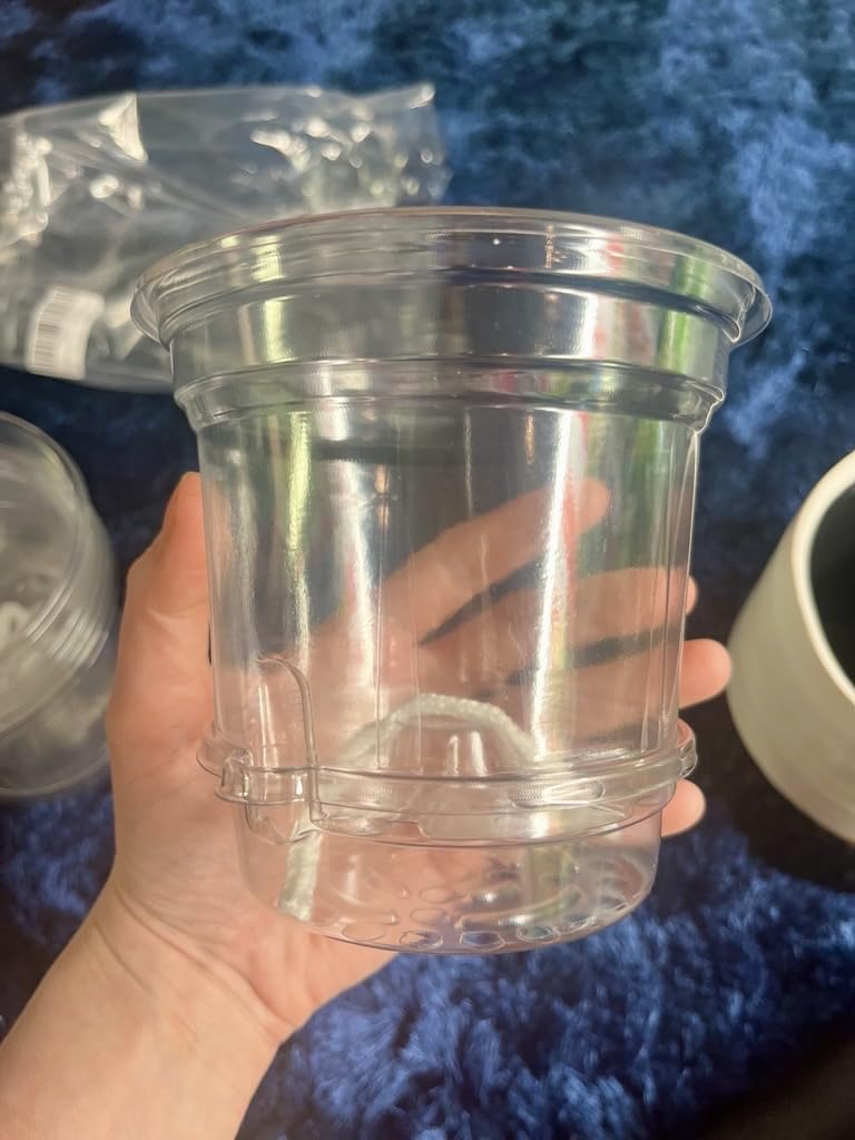 Bluepro Self Watering Pots for Indoor Plants, 4/5/6.5 Inch, 18-Pack | Clear Plastic, 6 Each of Three Sizes, Reservoir Trays and Wicks, Up to 7-Day Water Supply, Root and Water-Level Visibility customer photo 1