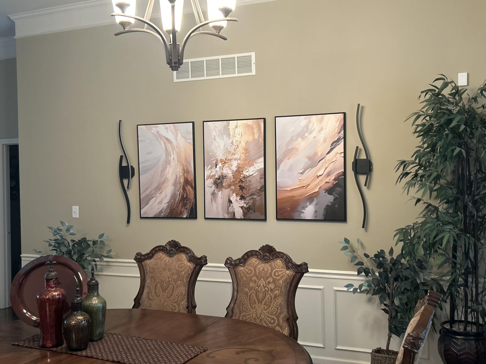 Large Framed Beige Orange Abstract Wall Art for Living Room, 3 Piece 24x36 customer photo 1
