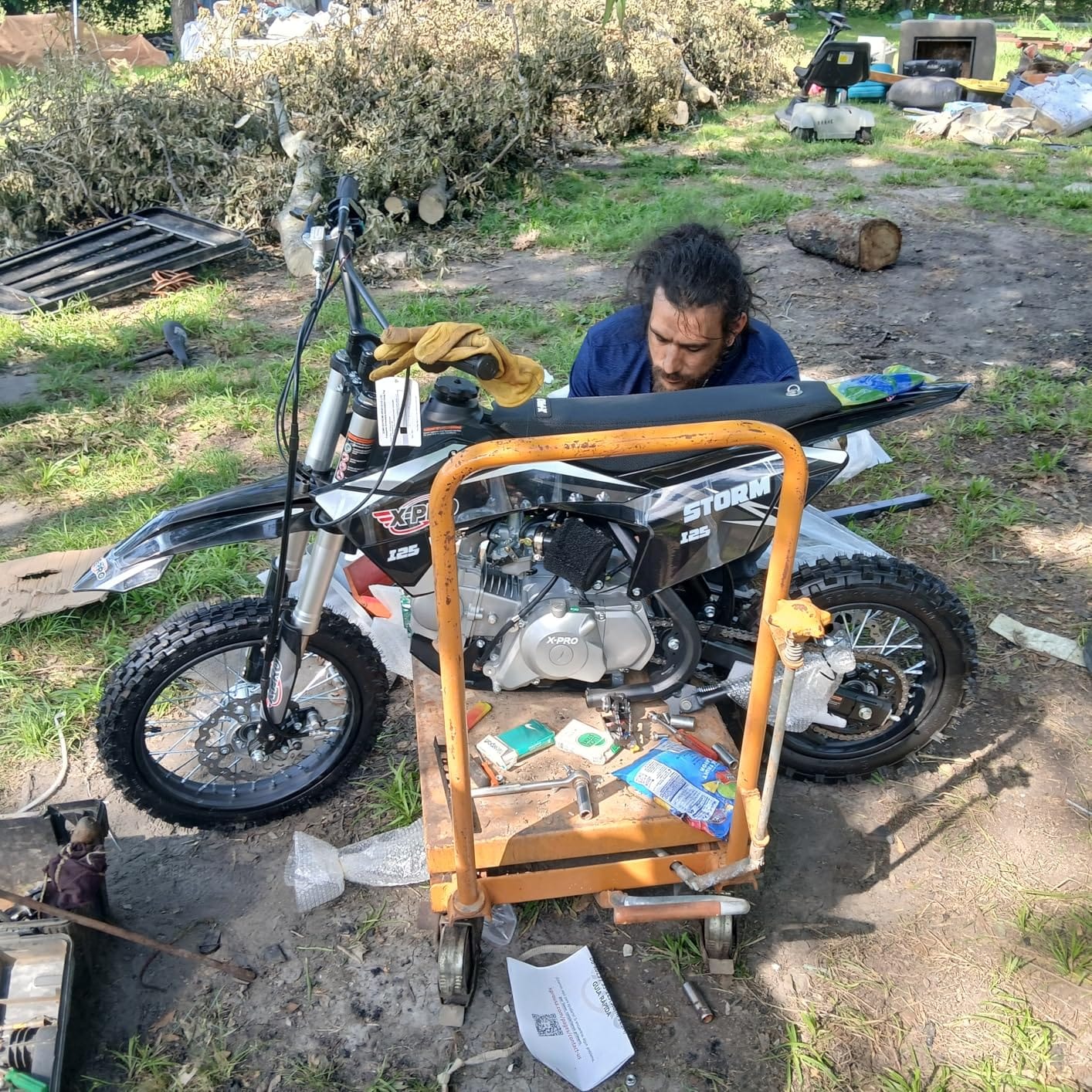 X-PRO Storm 125cc Gas Dirt Bike Pit Bike, Automatic Transmission, Inverted Front Shock Absorption, 14