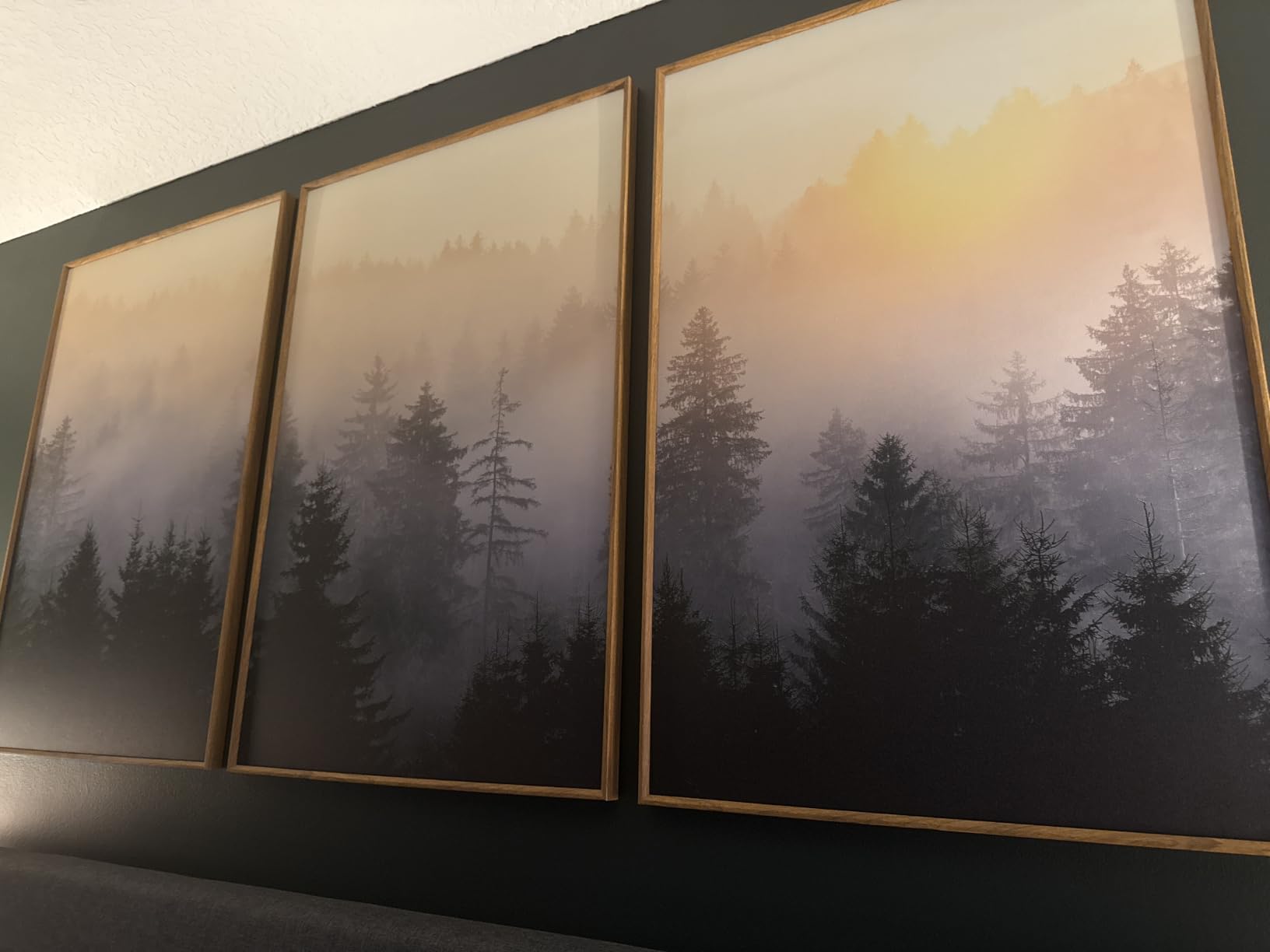 FWIEXA Grey Green Abstract Canvas Wall Art Set 3, Neutral Landscape Framed Prints, Modern Lake Scenery Paintings, Beige 24x36In Watercolor Artwork Poster for Farmhouse, Living Room, Bedroom, Office customer photo 1