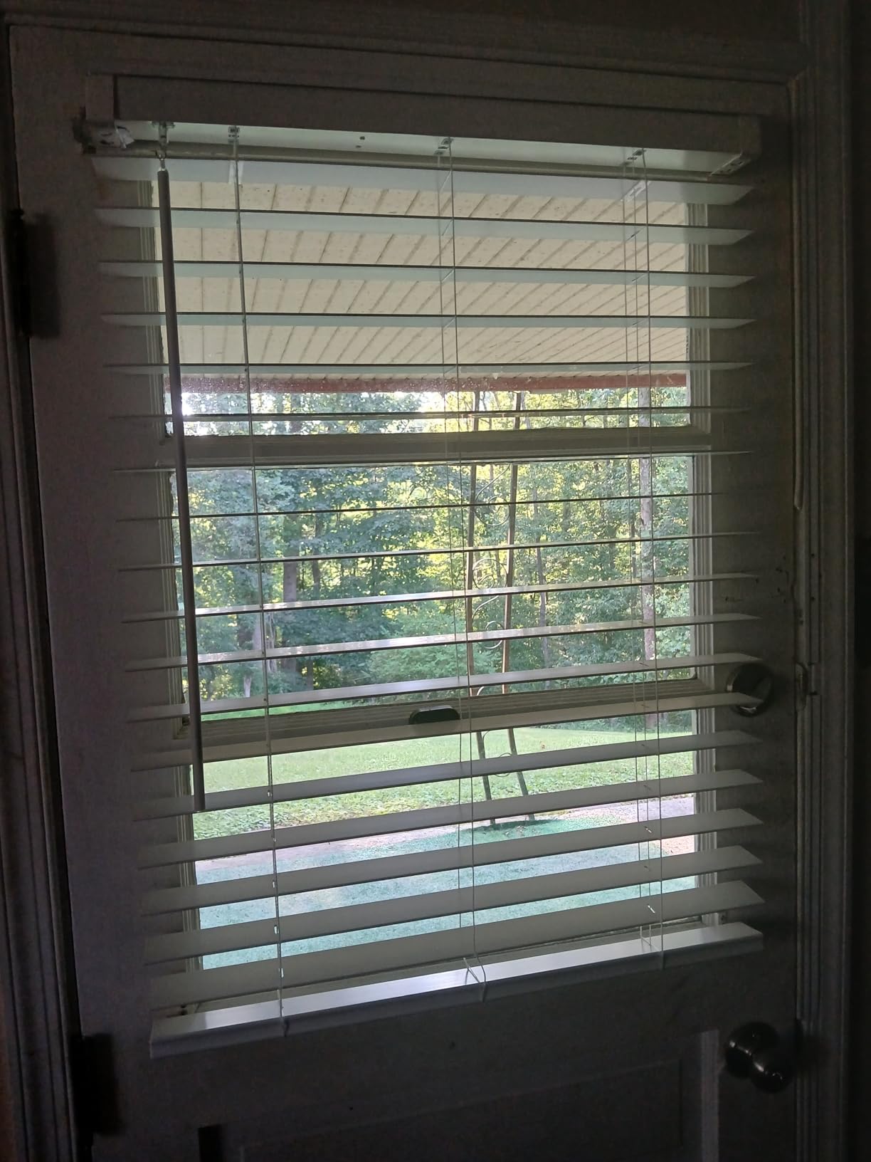 SEEYE 2 Inch Faux Wood Blinds for Indoor Windows with Crown Valance, Cordless Room Darkening Window Blind, 50