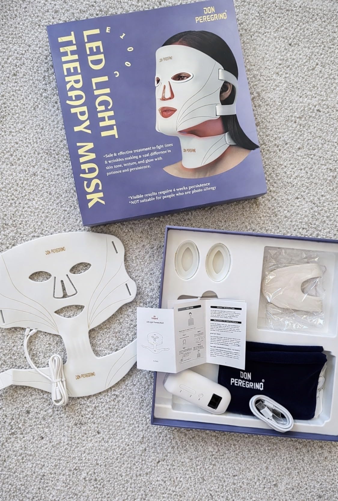 DON PEREGRINO Red Light Therapy Mask for Face and Neck Medical Grade FDA Approved | Timer, Comfortable Fit, Soft Silicone, Full Coverage LED Mask for Acne & Wrinkles customer photo 1