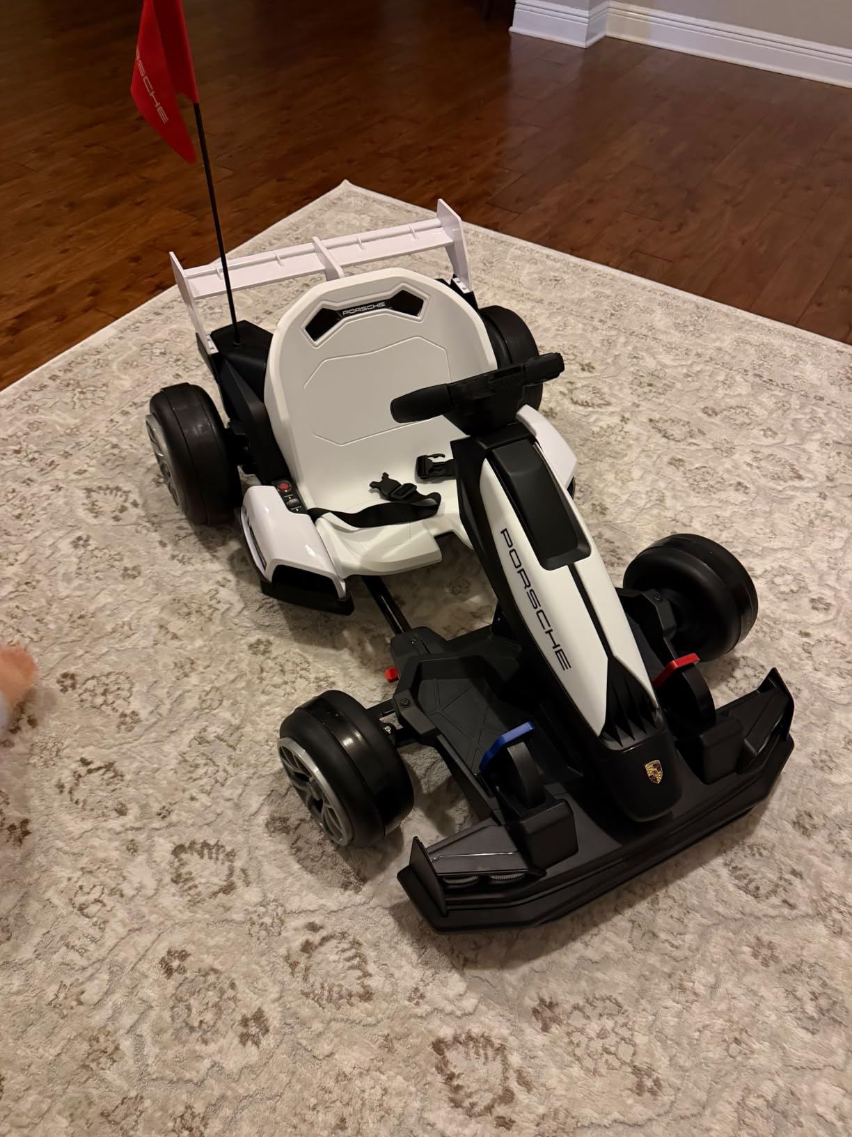 24V Electric Go Kart for Kids, Licensed Porsche Drift Kart, White | Fast 2*400W Motors, 8 MPH, Nylon Tire, Soft Start, Stepless Acceleration, Adjustable Seat, Led Light, Crazy Kart for Kid 6-12 customer photo 2