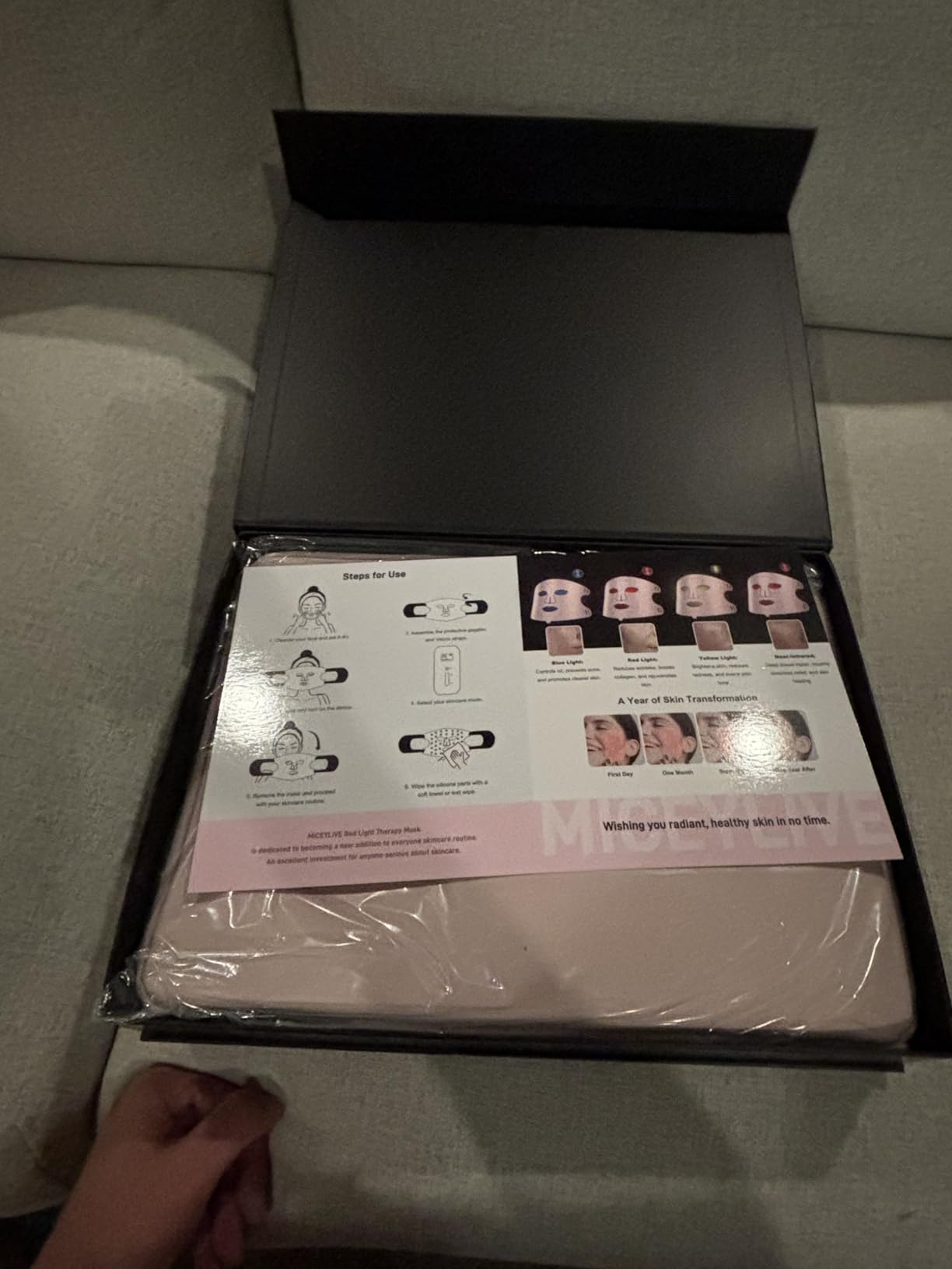 Red Light Therapy for Face, FDA-Cleared Blue Light Mask for Acne | NIR + Red LED Light Face Mask for Anti Fine Lines, Firmness with 432 LED Chips customer photo 2