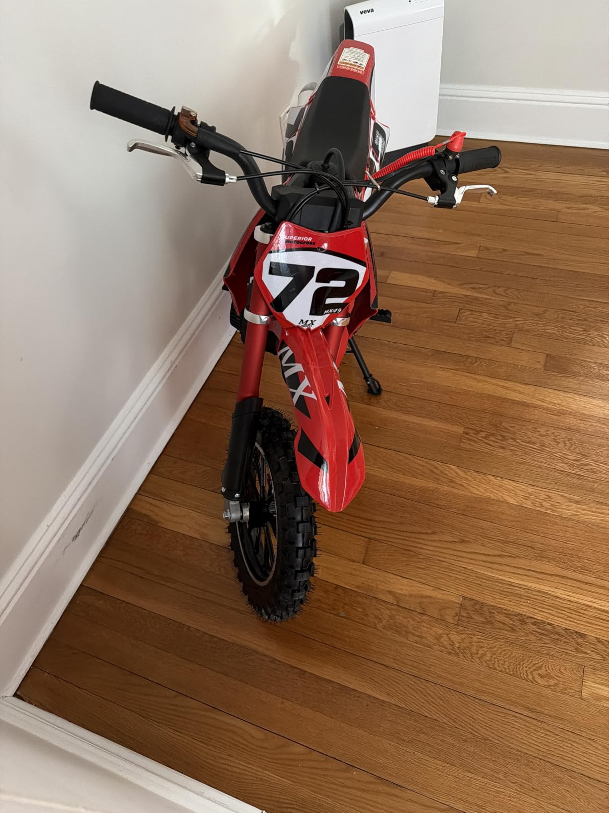 Kids Dirt Bike 50cc Gas Powered 2-Stroke, Safety-First Mini Dirt Bike, Dual Hydraulic Disc Brakes, Stable Full Suspension, Lightweight Frame, 24 MPH, Pull Start, Blue customer photo 2