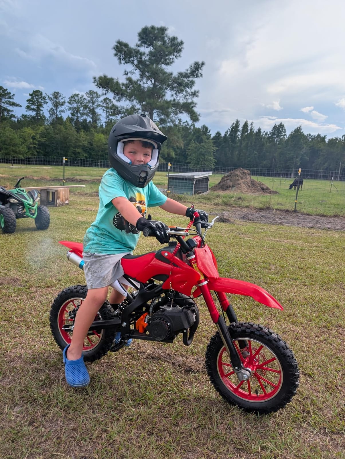 50cc Kids Dirt Bike, 2-Stroke Gas Dirt Bike for kids 8-14, Blue, CPC Listed | Dual Disc Brakes, Front and Rear Suspension, Pull Start, Max Speed 40mph, 10